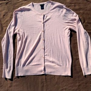 Ann Taylor pastel pink cotton button up sweater. Size L